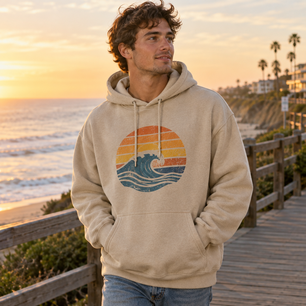 Sunset Wave Graphic Hoodie – Unisex