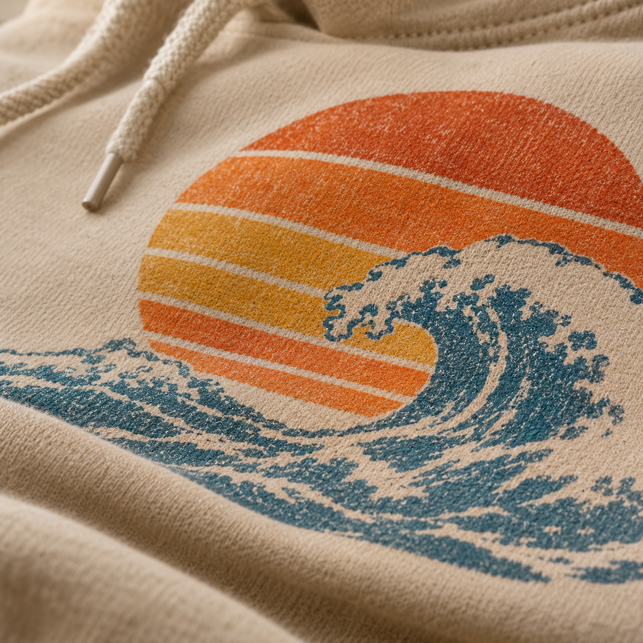 Sunset Wave Graphic Hoodie – Unisex – detail