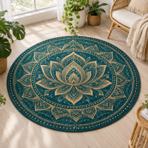 Lotus Mandala Round Rug – 6' Diameter