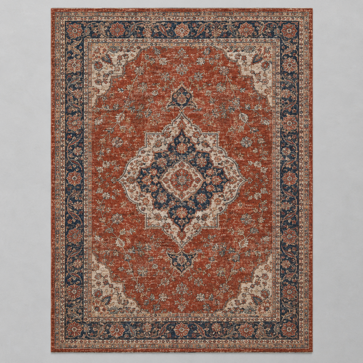 Isfahan Vintage Medallion Rug – 5' × 7' – flat lay