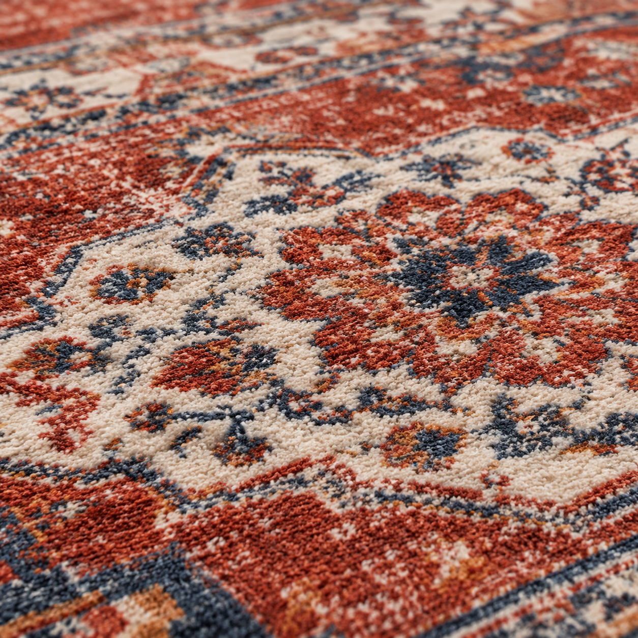 Isfahan Vintage Medallion Rug – 5' × 7' – close-up